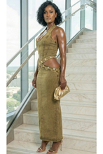Load image into Gallery viewer, The Golden Muse Scultped Denim Dress